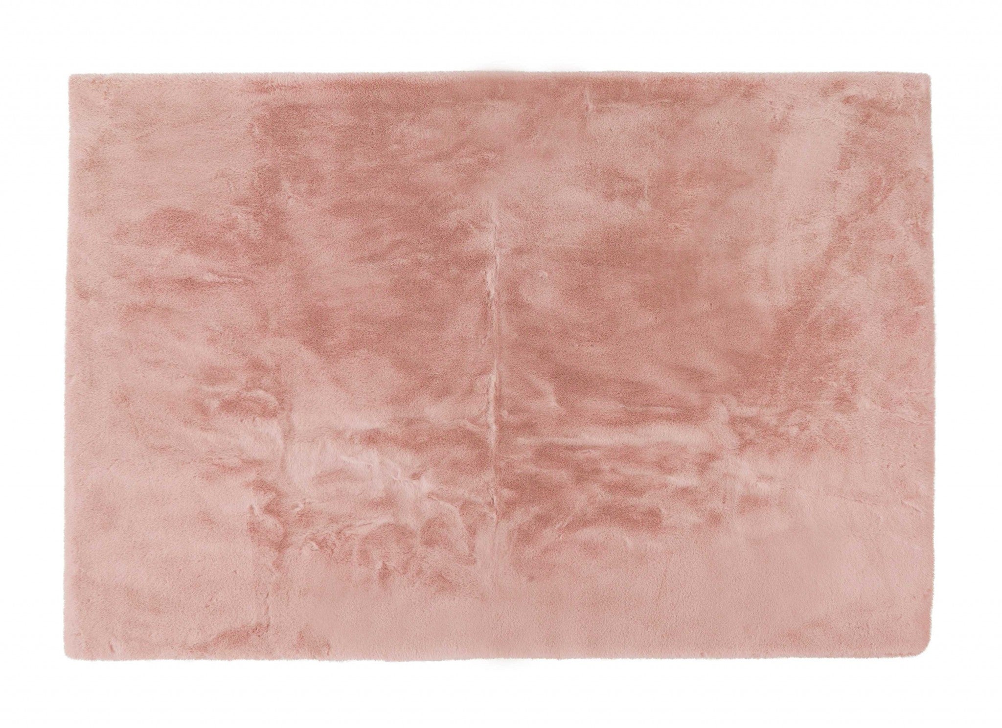 Luxe Faux Rabbit Fur Rectangular Rug 5' x 8'   - Blush Pink