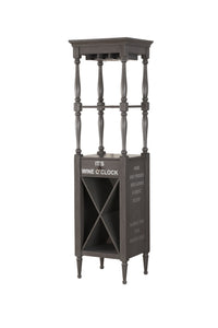 73" Wooden Antique Gray Finish Wine Cabinet with open Compartments