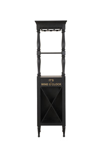 73" Wooden Black Wine Cabinet with open Compartments