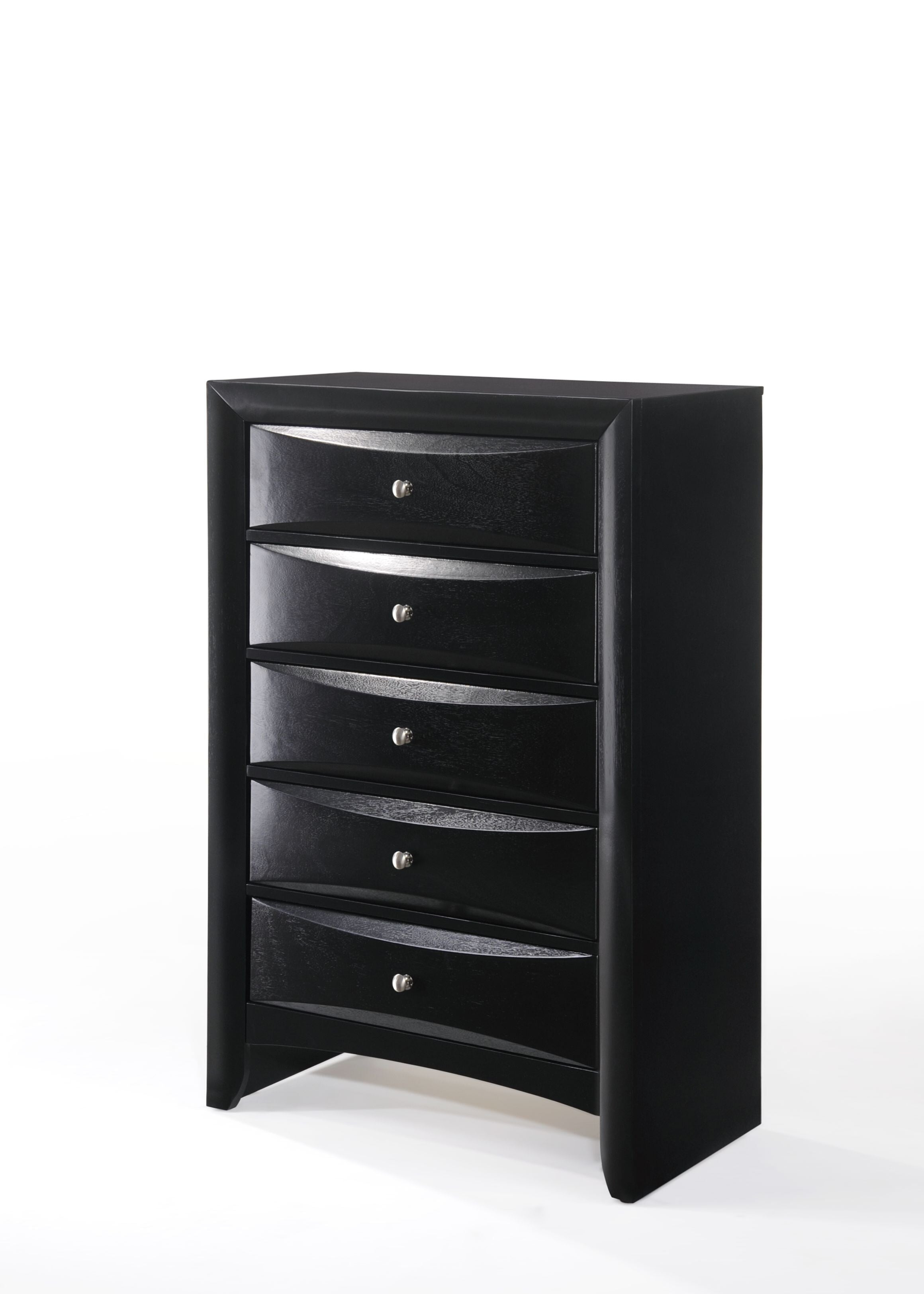 48" Black Wood Chest with Center Metal Glide