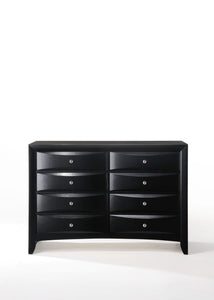 41" Modern Black Wood Finish Dresser with 8 Drawers and Flared Sqaured Legs
