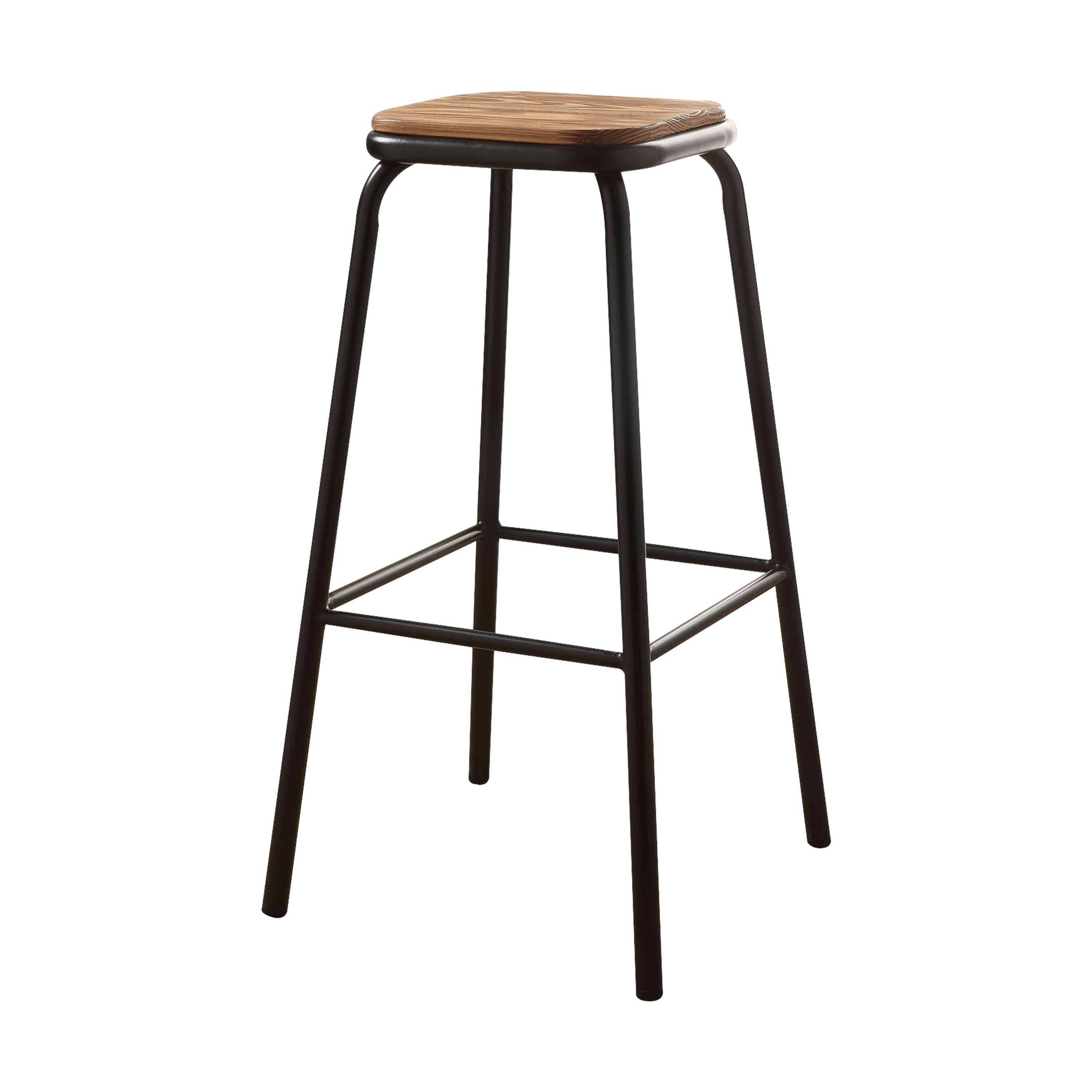 Set of 2 - 30" Black and Natural Metal base Backless Stools