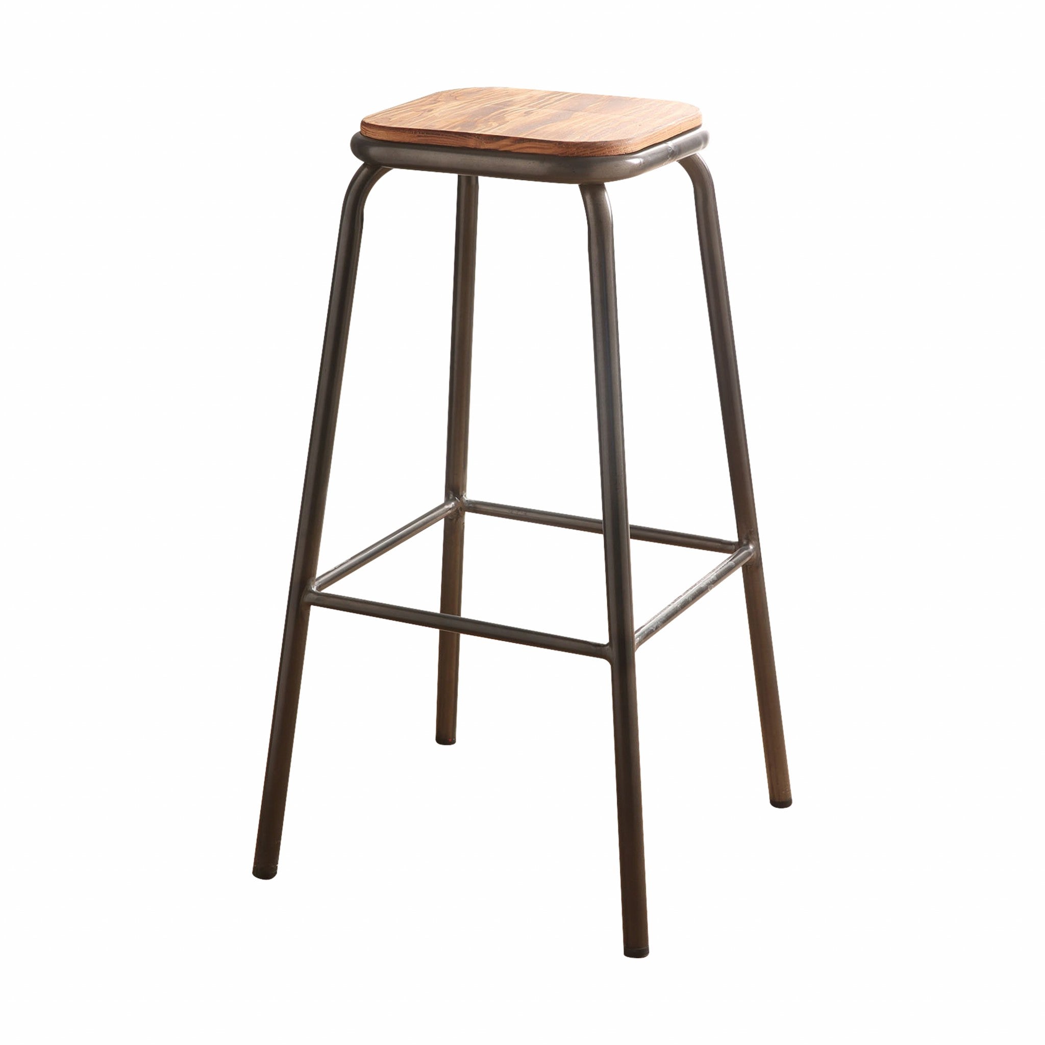 Set of 2 - 30" Gunmetal and Natural Metal base Backless Stools