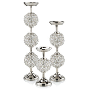 14" Pilar Double Faux Crystal Ball Candleholder