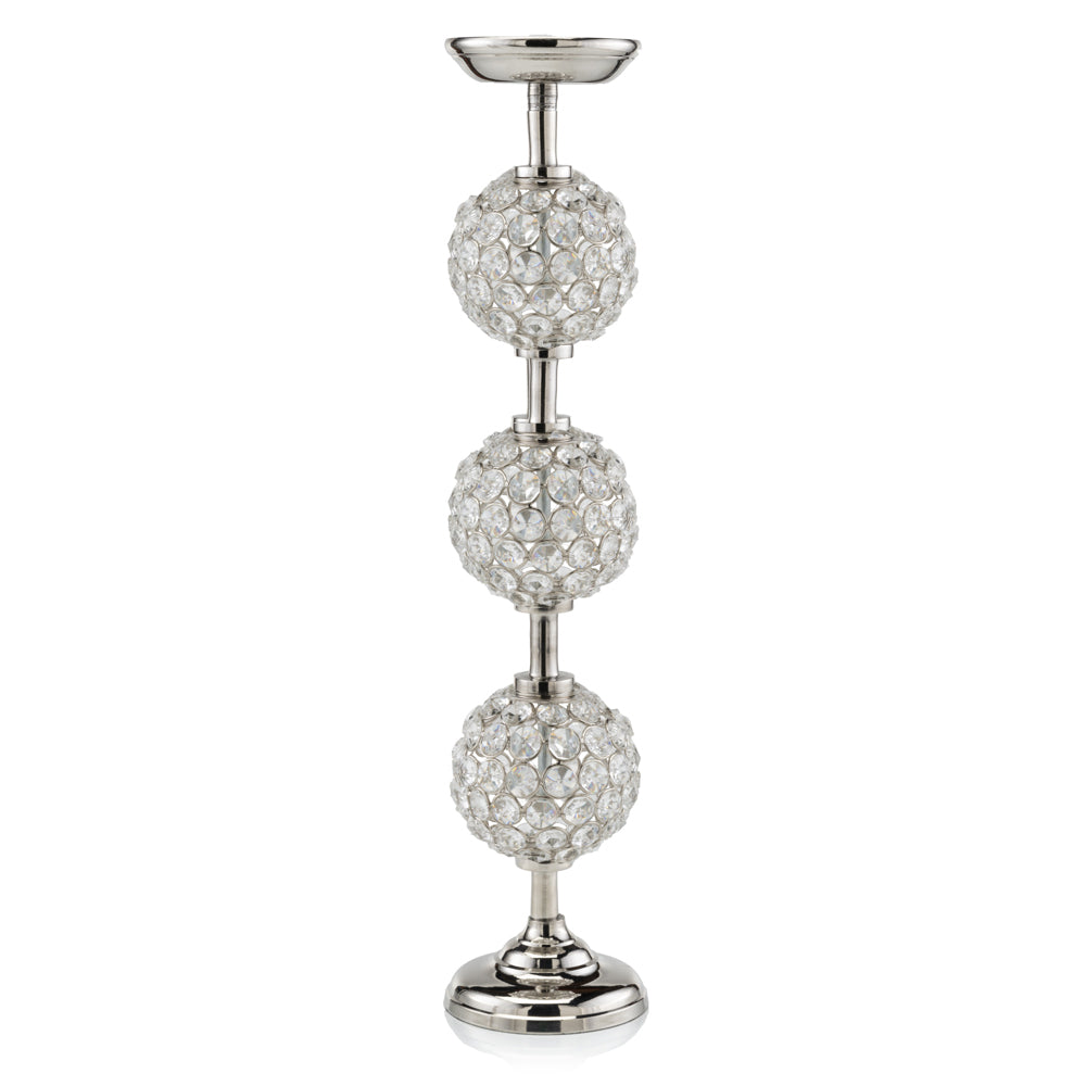 19" Pilar Triple Faux Crystal Ball Candleholder