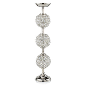 19" Pilar Triple Faux Crystal Ball Candleholder