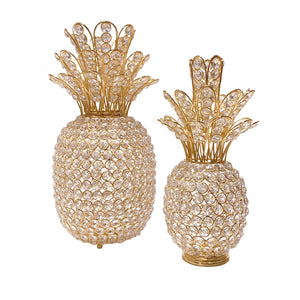 15" Faux Crystal and Gold Pineapple Sculpture