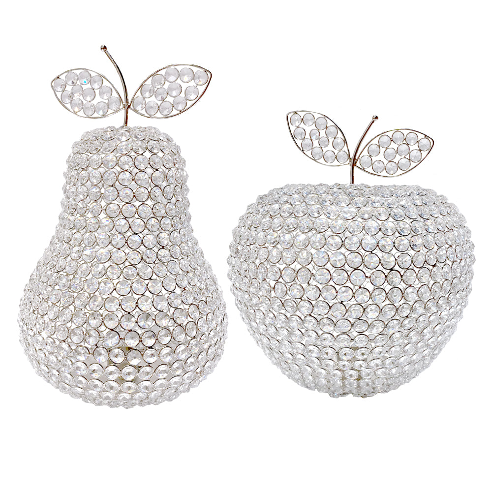 17.5" Jumbo Faux Crystal Silver Pear Sculpture