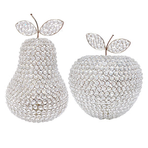 17.5" Jumbo Faux Crystal Silver Pear Sculpture