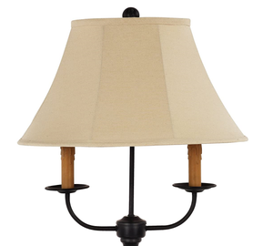 26" Black Metal Three Light Standard Table Lamp With White Shade