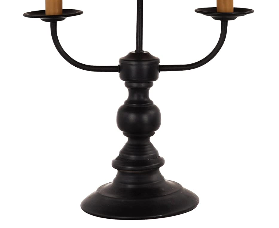 26" Black Metal Three Light Standard Table Lamp With White Shade