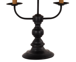 26" Black Metal Three Light Standard Table Lamp With White Shade
