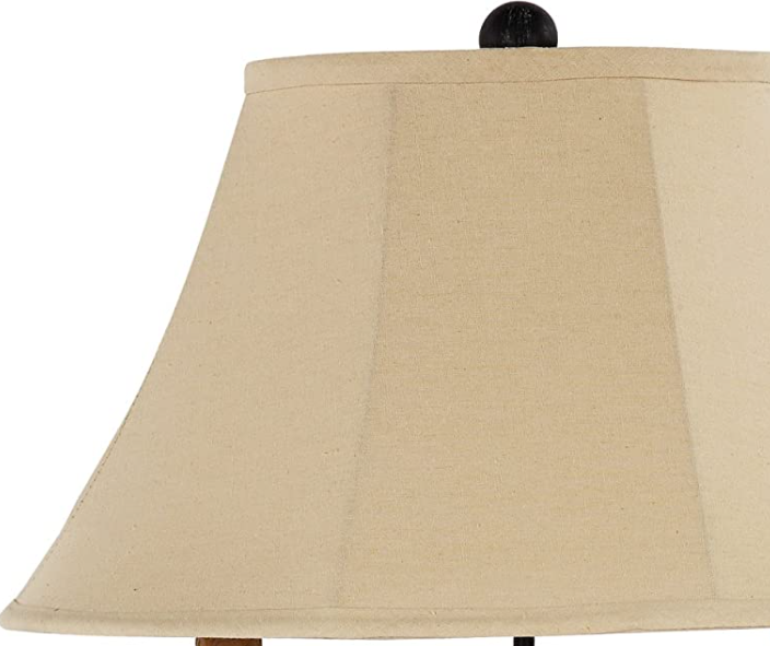 26" Black Metal Three Light Standard Table Lamp With White Shade