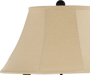 26" Black Metal Three Light Standard Table Lamp With White Shade