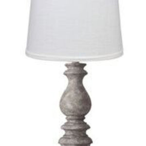 Distressed Look Grey Traditional Table Lamp with White Shade