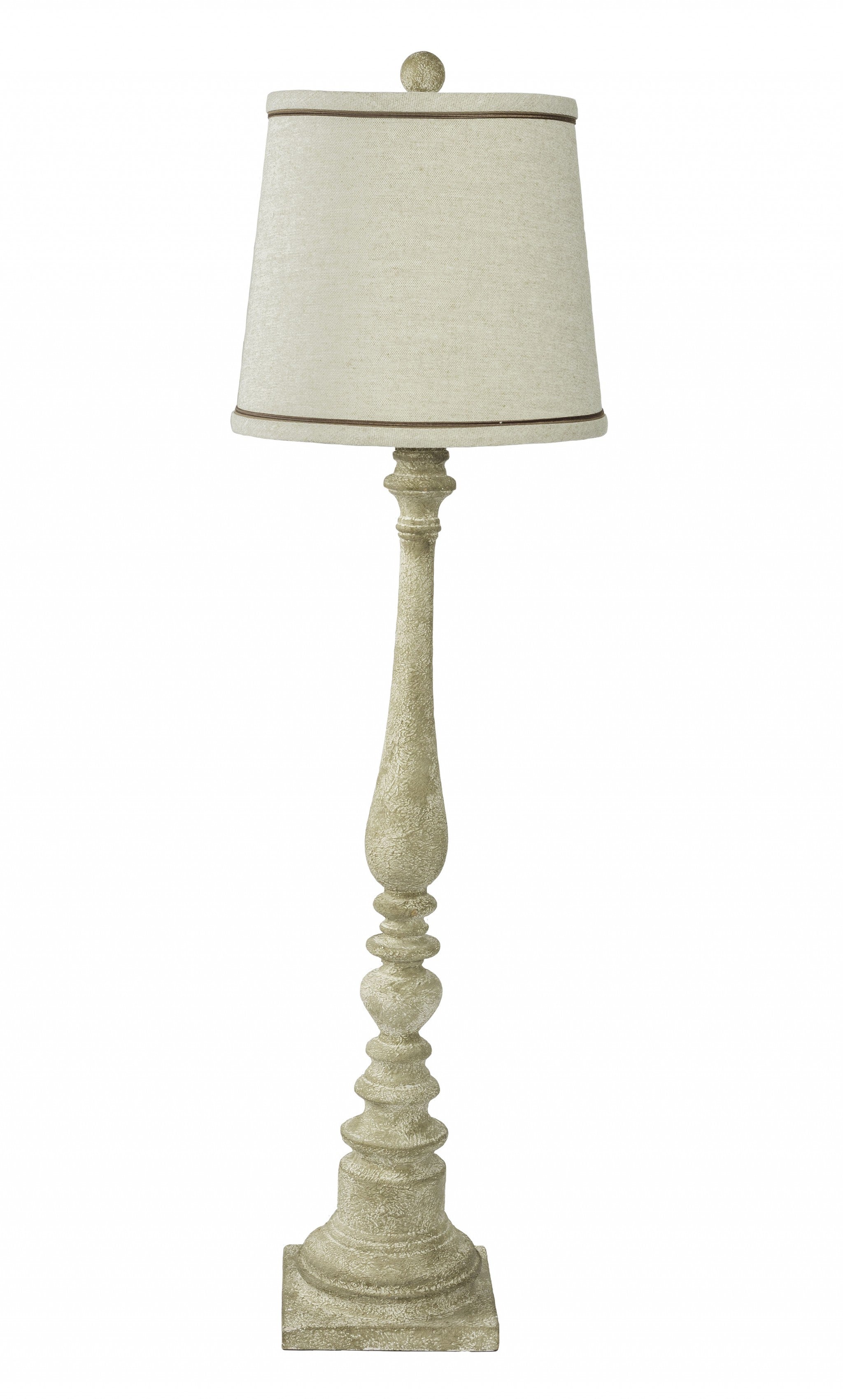 Concrete Buffet Lamp with Linen Shade