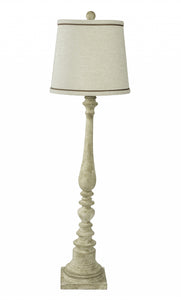 Concrete Buffet Lamp with Linen Shade
