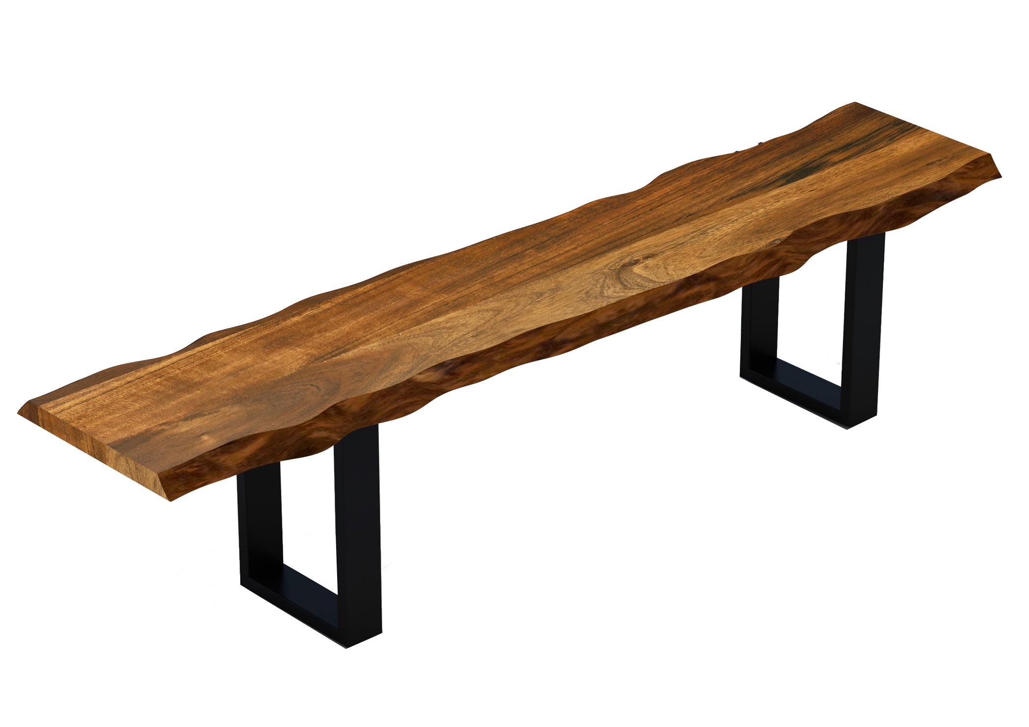 Live Edge Acacia Wood Dining Table with Black Metal Legs