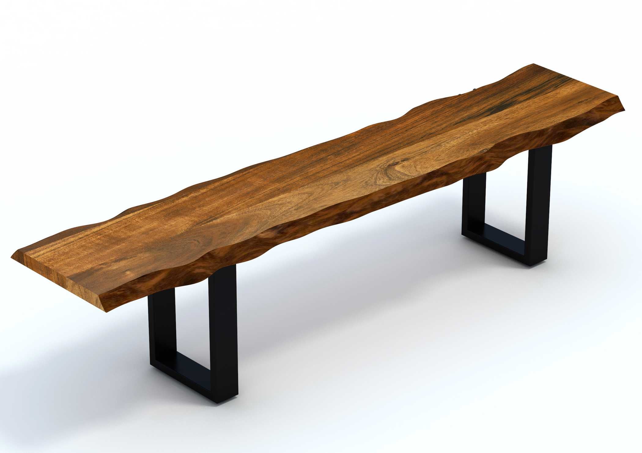 Live Edge Acacia Wood Dining Table with Black Metal Legs