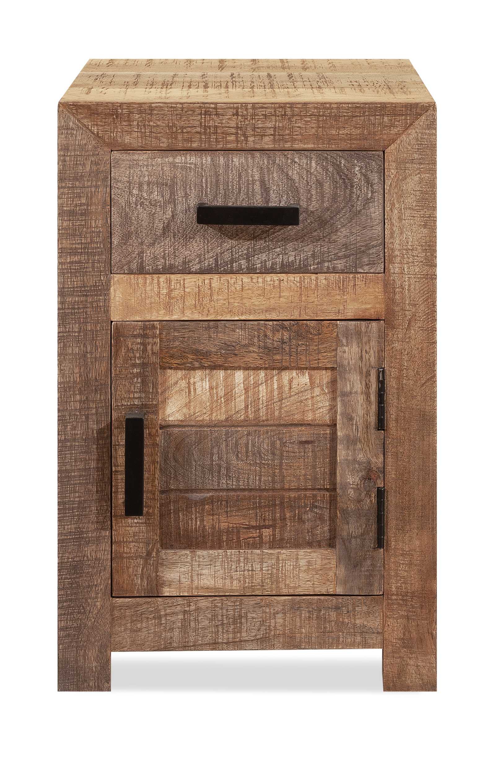Solid Wood End Side Table with Drawer and Door