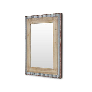 Metal and Flat Wood Finished Frame Wall Mirror