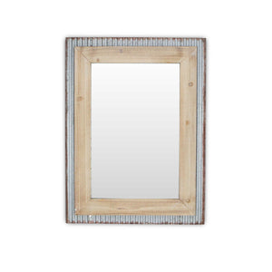 Metal and Flat Wood Finished Frame Wall Mirror