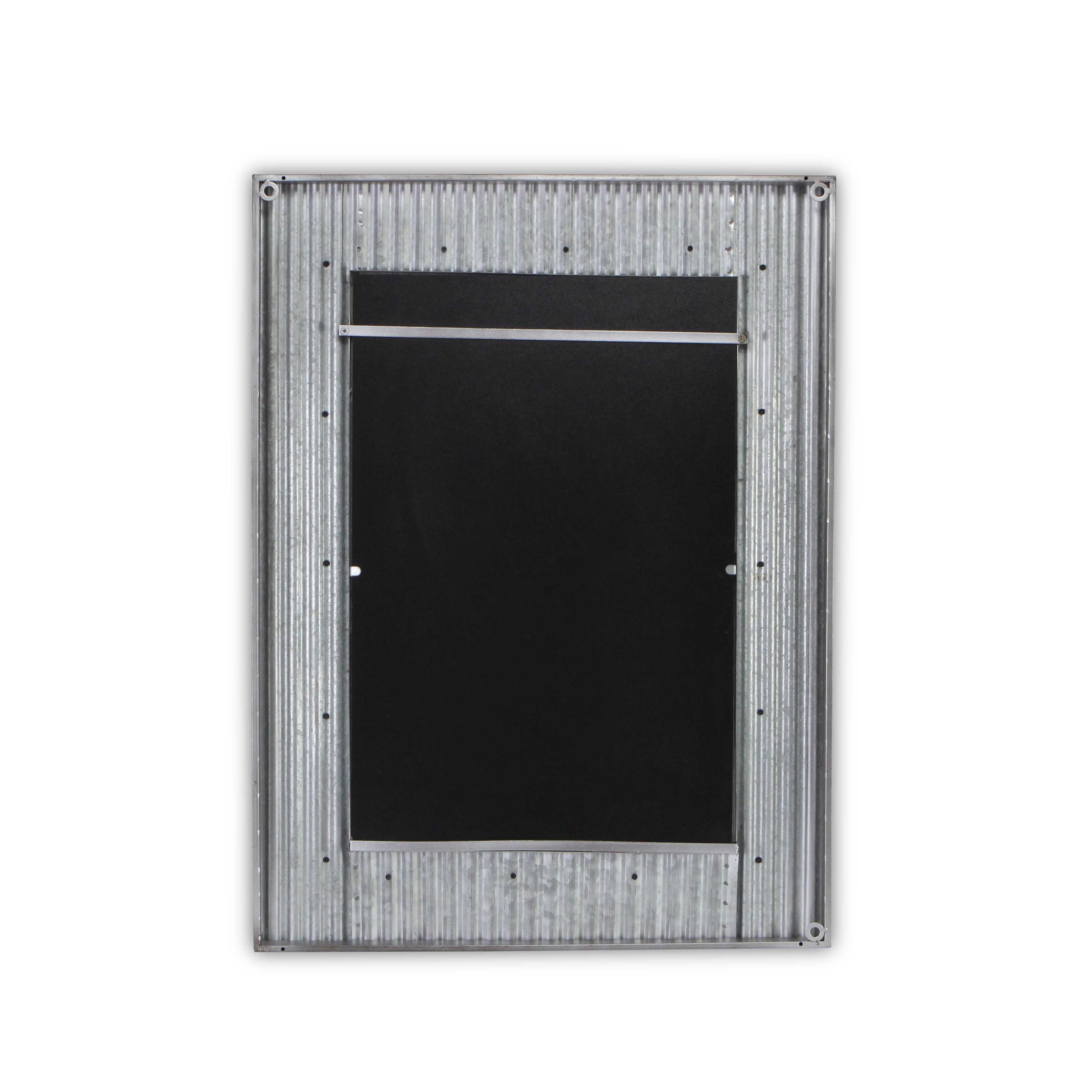 Metal and Flat Wood Finished Frame Wall Mirror