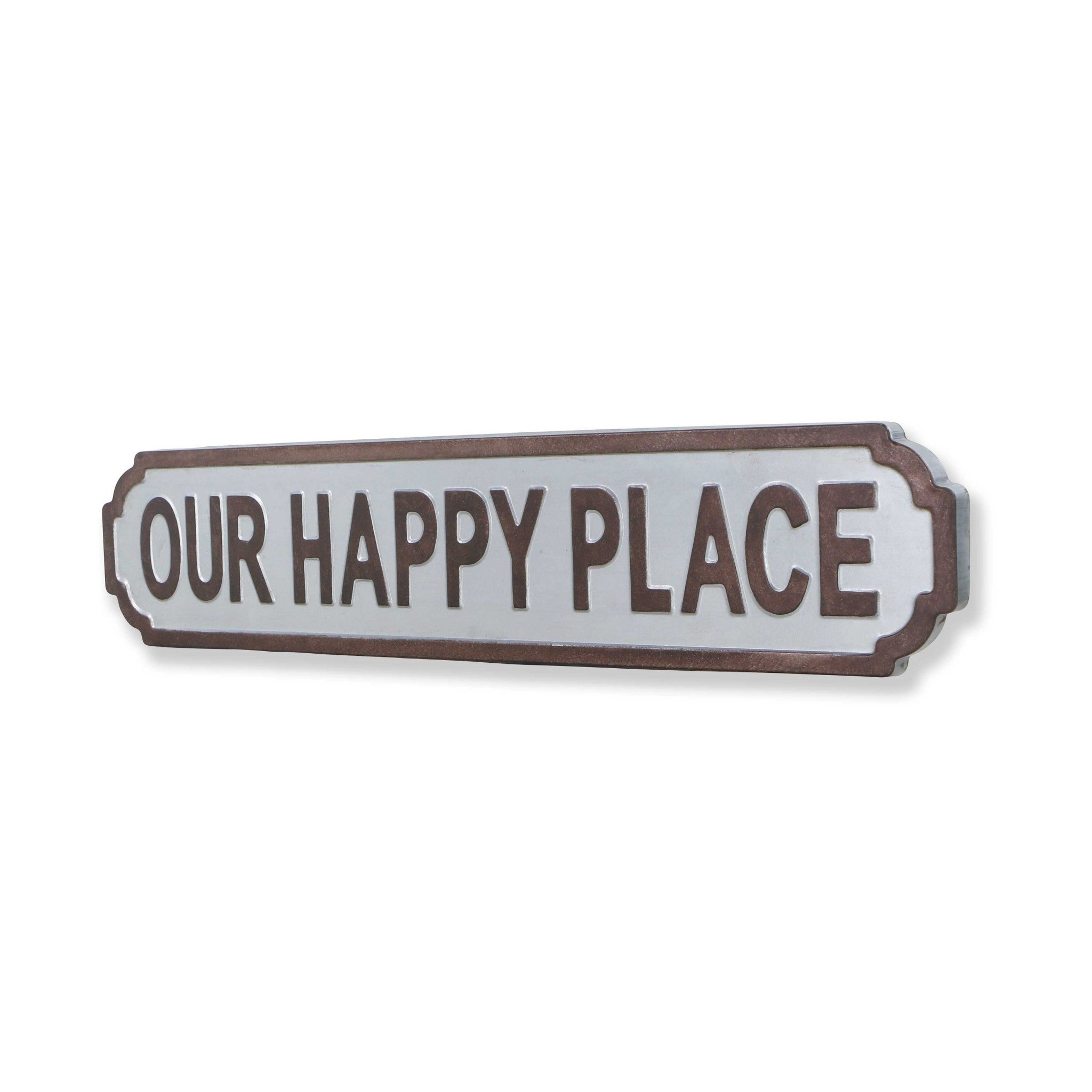 Gray Metal Decorative Wall Mounted Sign  Our Happy Place