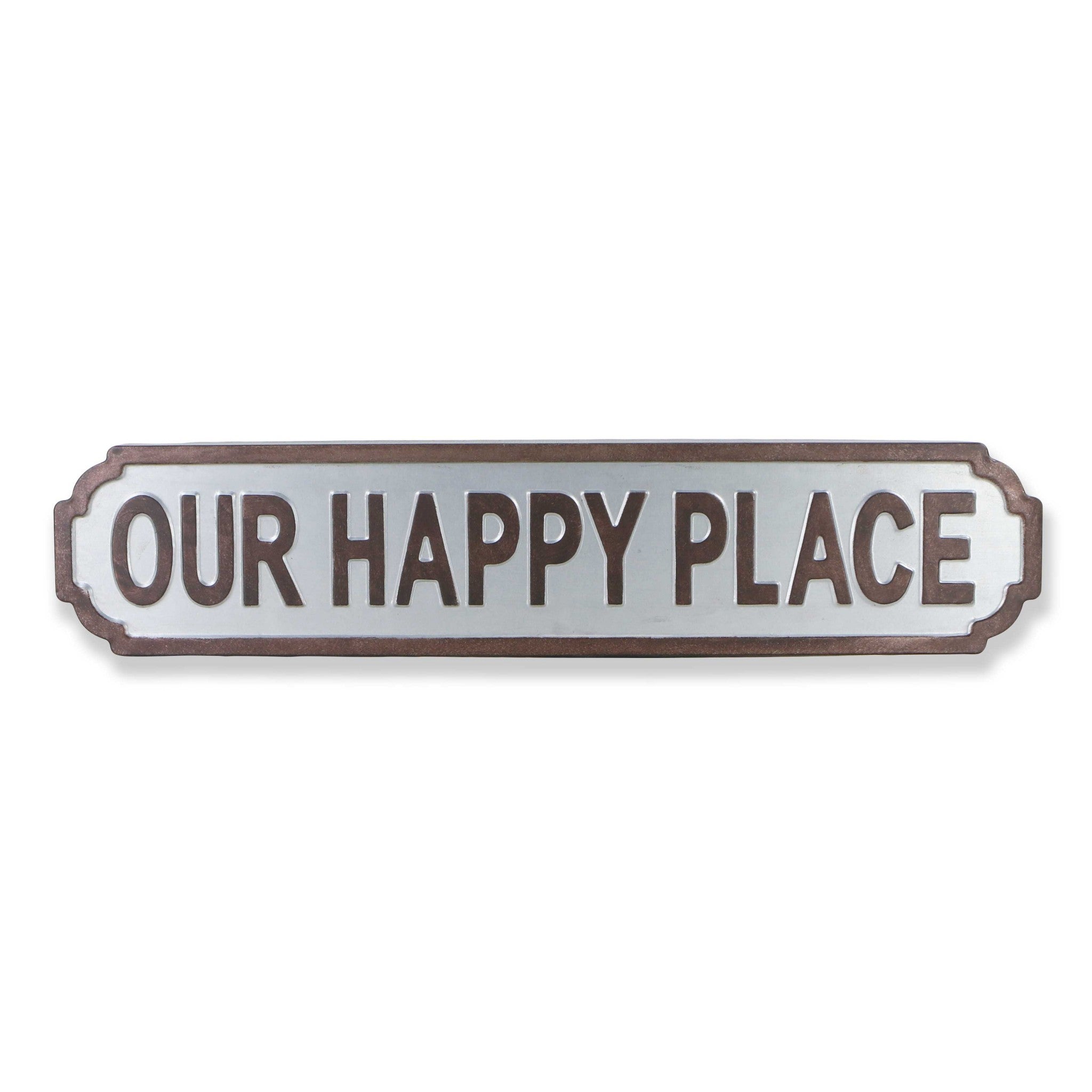 Gray Metal Decorative Wall Mounted Sign  Our Happy Place