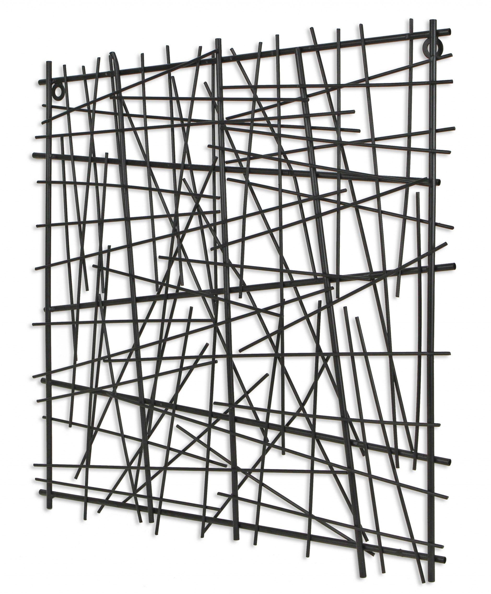Black Metal Abstract Linear Array hanging Wall Art Decor