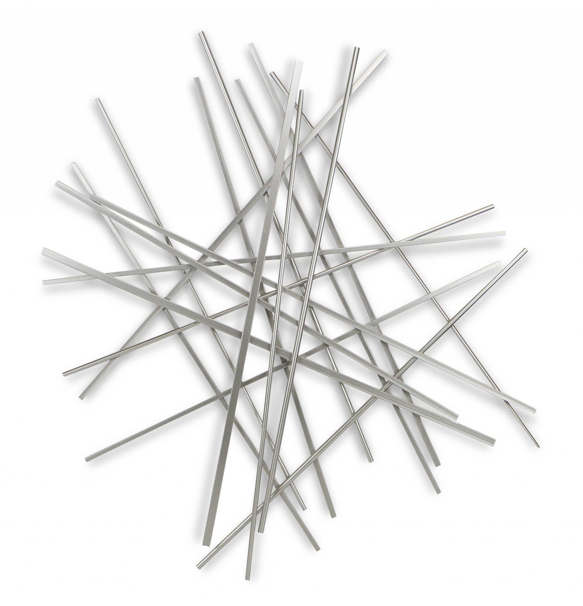 Silver Metal Abstract Linear Strips hanging Wall Art Decor