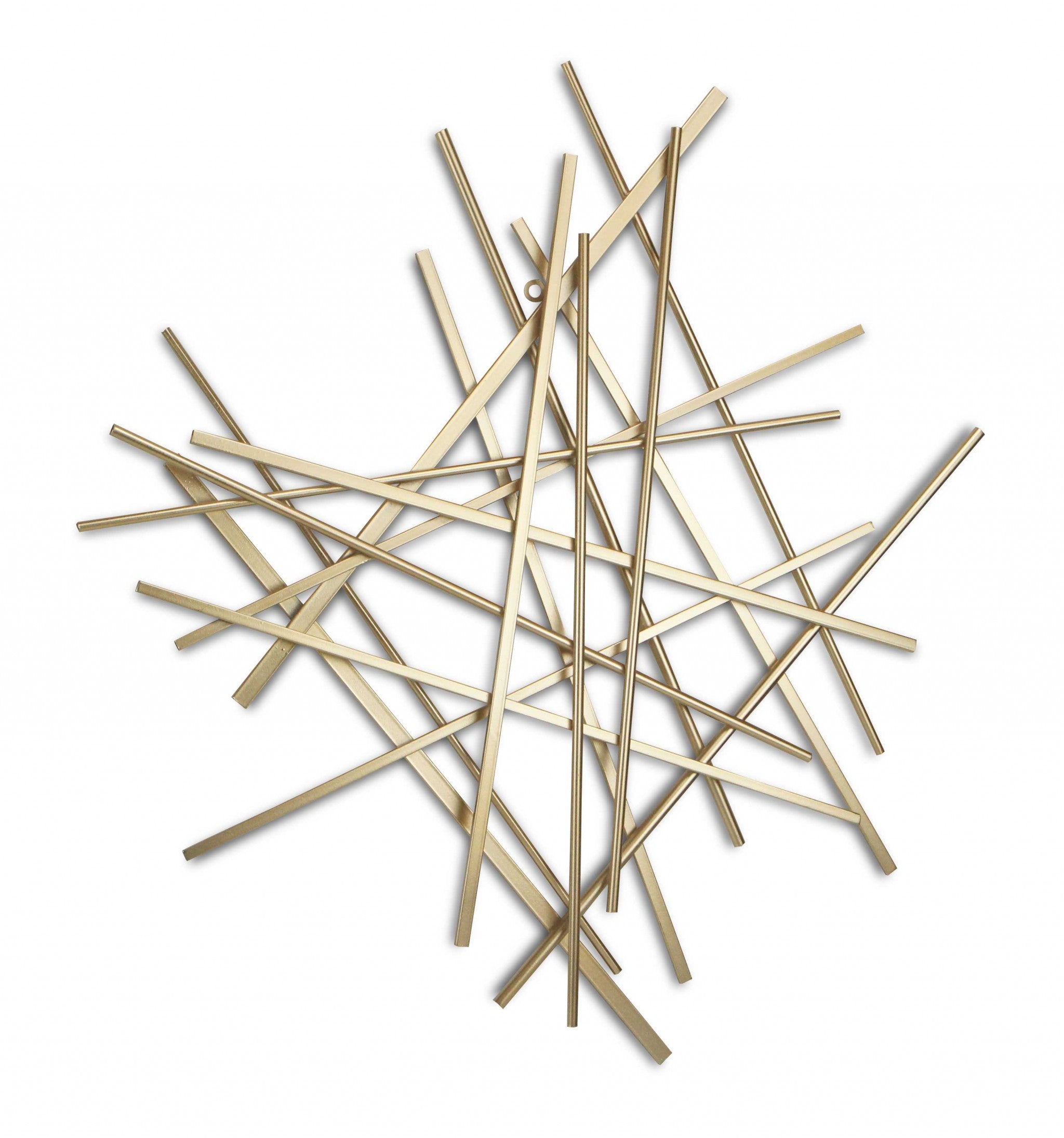 Gold Metal Abstract Linear Strips hanging Wall Art Decor