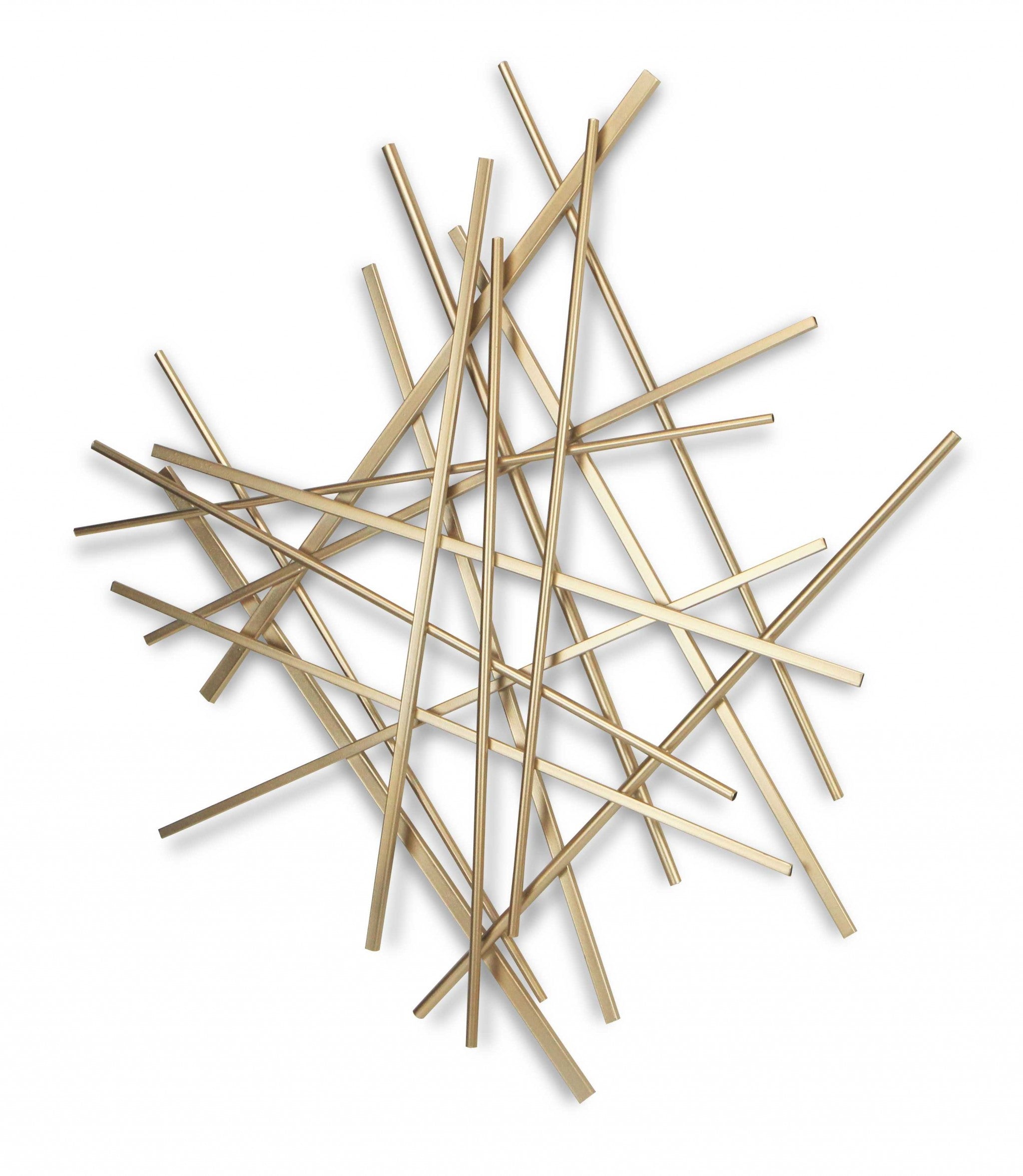 Gold Metal Abstract Linear Strips hanging Wall Art Decor