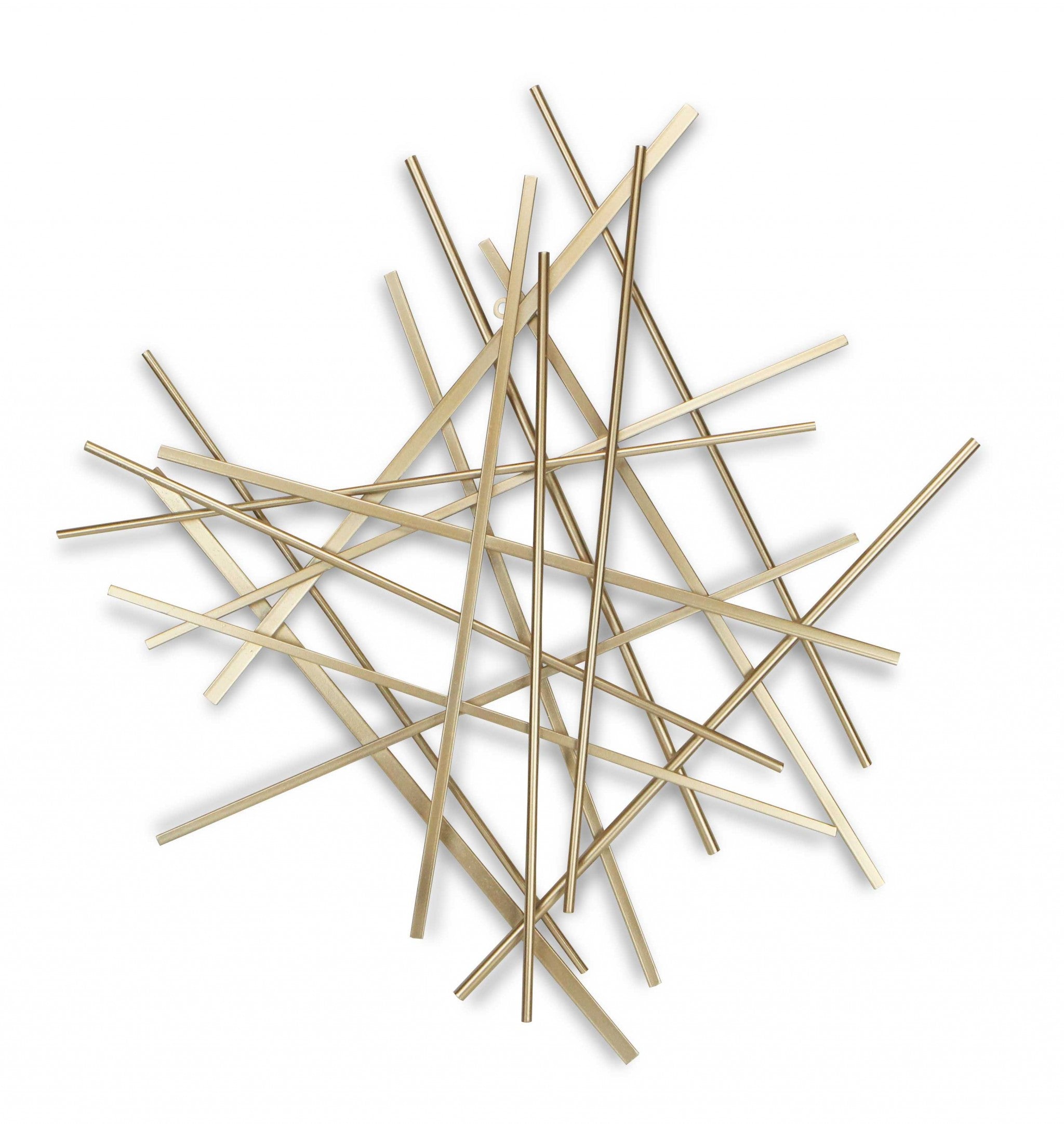 Gold Metal Abstract Linear Strips hanging Wall Art Decor