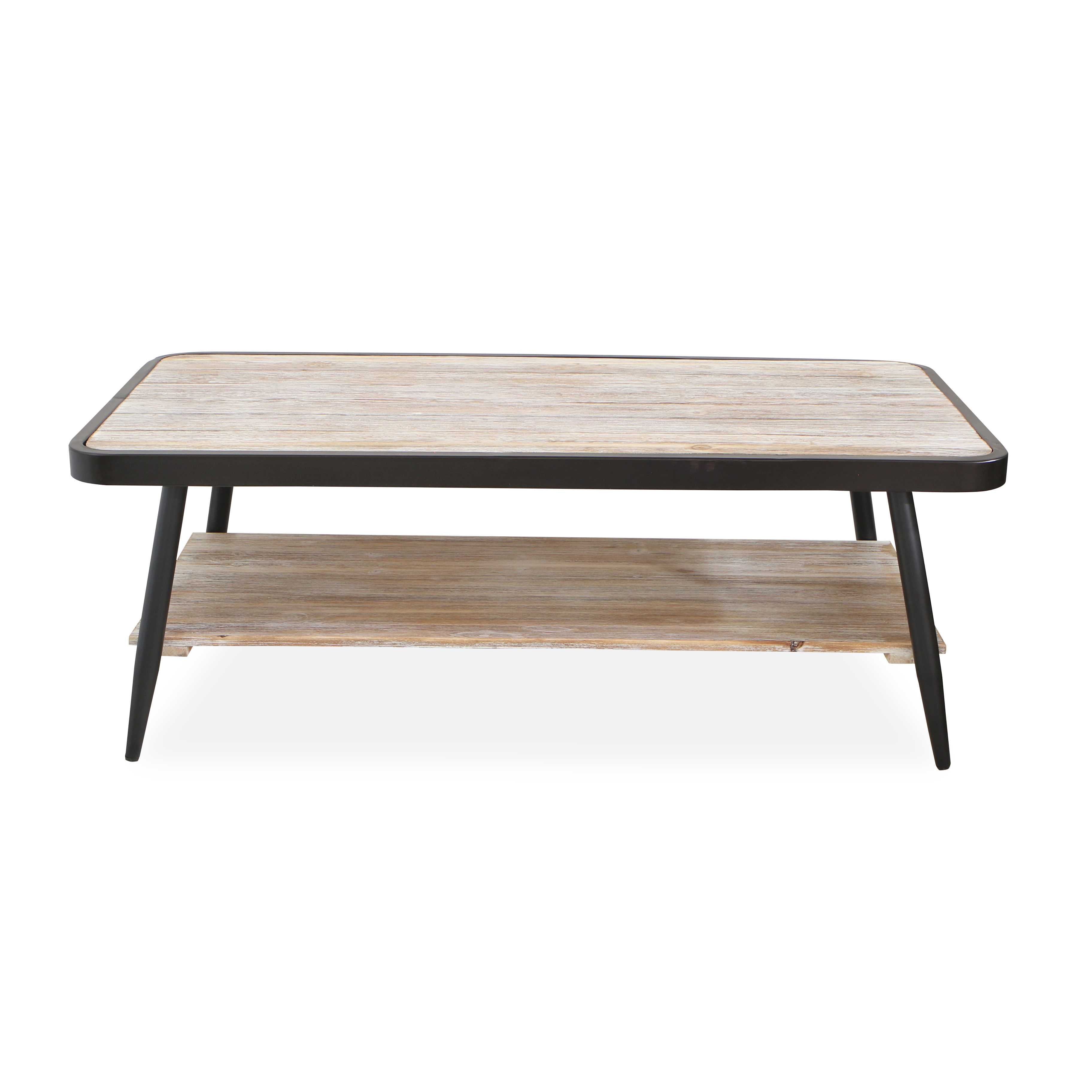 Industrial Style Distressed Whitewash and Gray Coffee Table