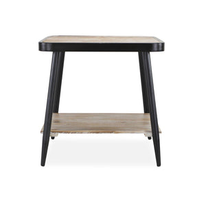Industrial Style Distressed Square Whitewash and Gray Side or End Table