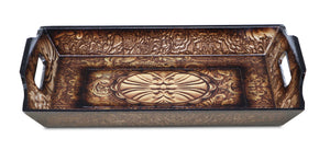 Rectangular Wood Finished Baroque Design Tray