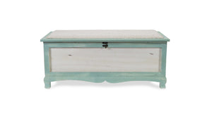 Rectangular Green Wooden with seat Cushion and inside Storage Bench