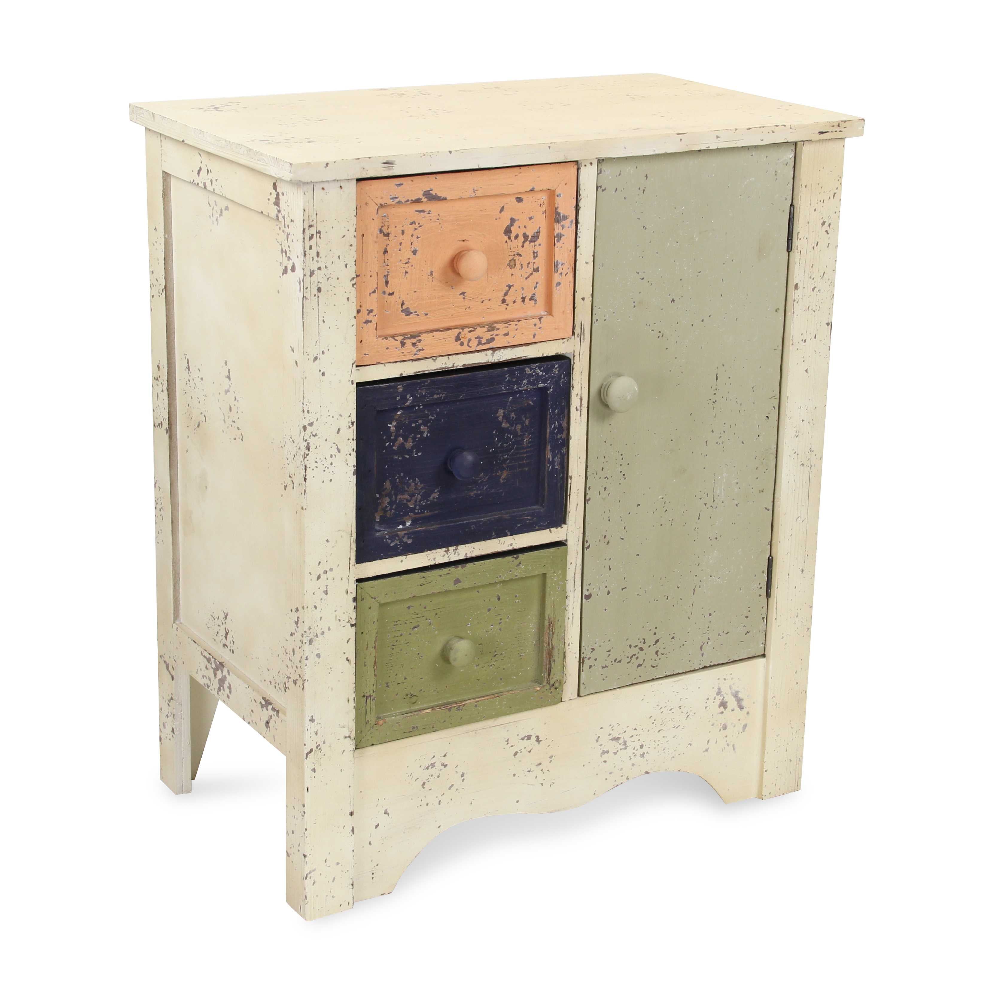 28" Wooden Multi Color with 4 drawers and 1 door Cabinet