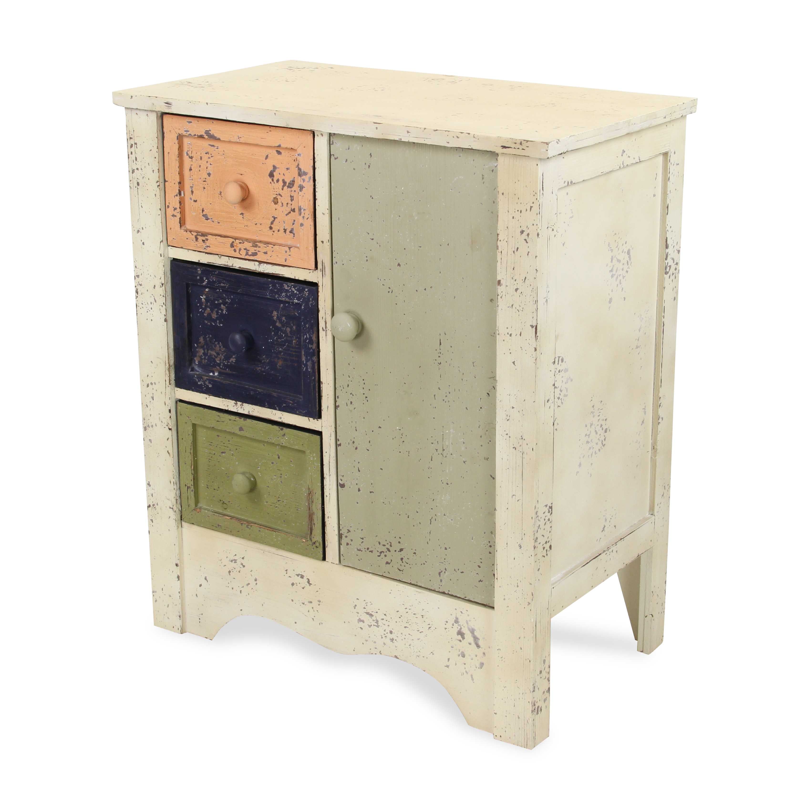 28" Wooden Multi Color with 4 drawers and 1 door Cabinet