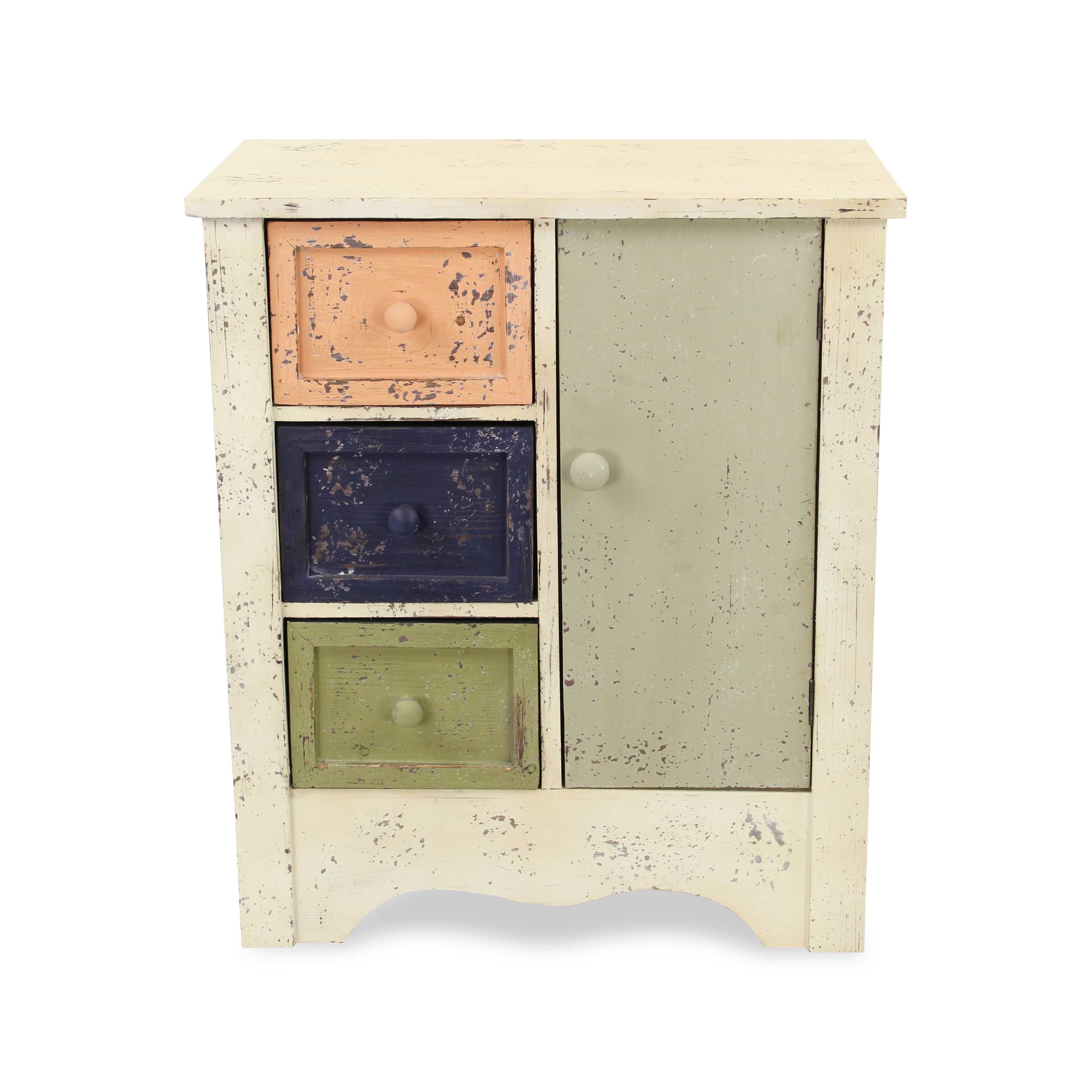 28" Wooden Multi Color with 4 drawers and 1 door Cabinet