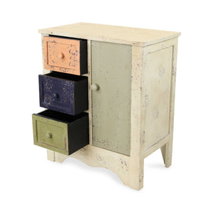 28" Wooden Multi Color with 4 drawers and 1 door Cabinet
