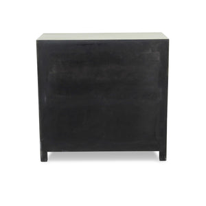 27" Coastal Blue Wooden with 2 off white shutter style doors Cabinet