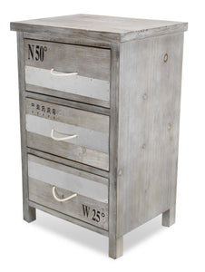27" Gray Wooden Cabinet With 3 Drawers and Rope Handle