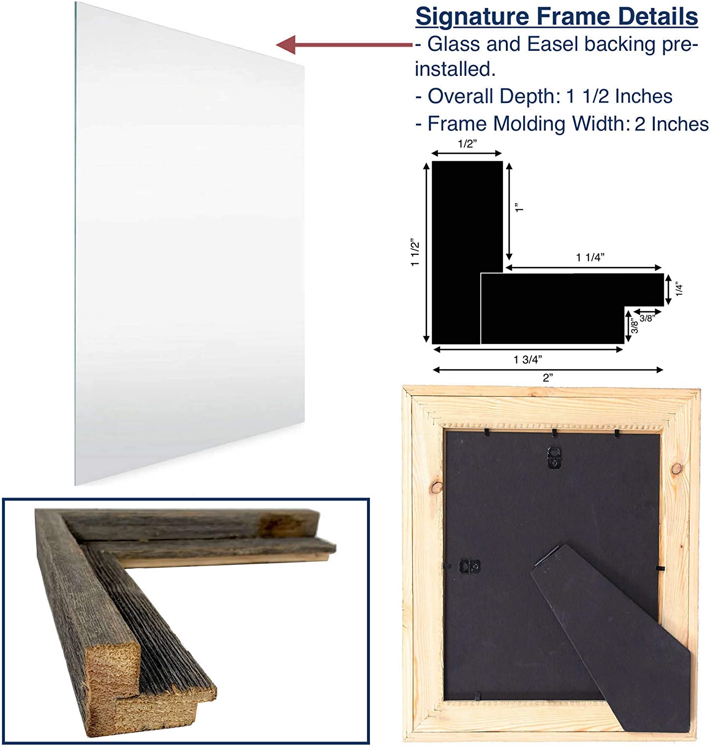 8.5" x 11" Natural Weathered Gray Picture Frame