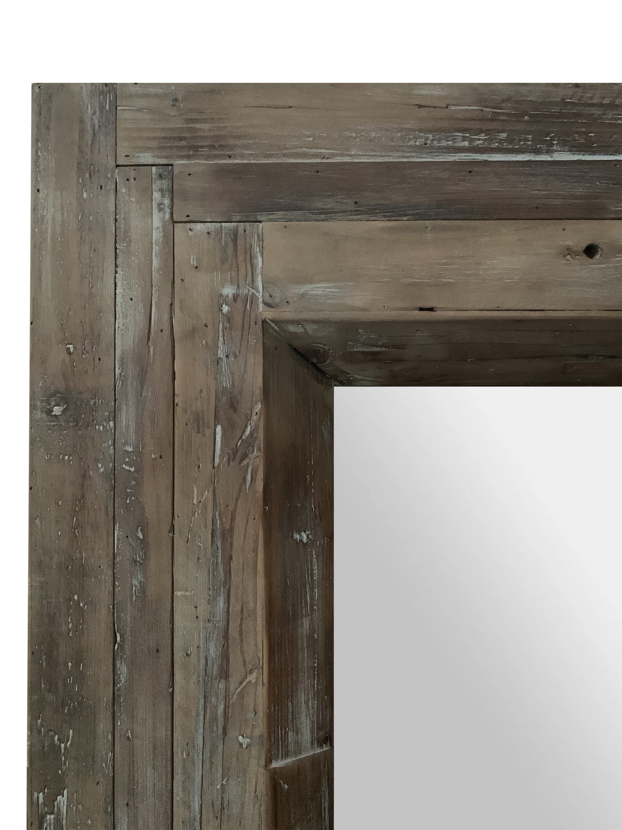 Rectangular Reclaimed Wood Finish Leaning Mirror