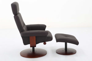 2pc Brown Soft Faux Leather Recliner and Ottoman Set