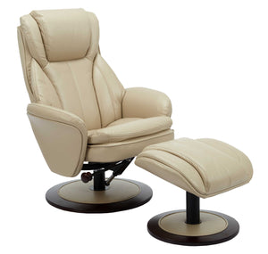 Comfy Tan Faux Leather Recliner and Ottoman Set