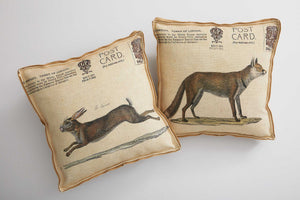 Oatmeal Fox and Hare Decorative Pillow
