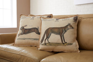 Oatmeal Fox and Hare Decorative Pillow